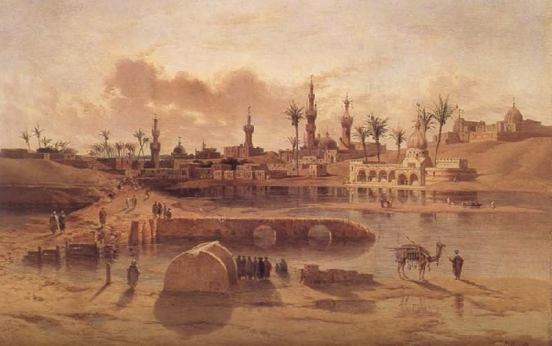 Adrien Dauzats View of Damanhur during the Flooding of the Nile Sweden oil painting art
